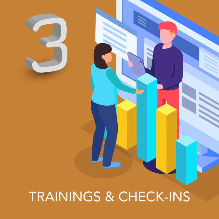 We do Trainings and regular check-ins